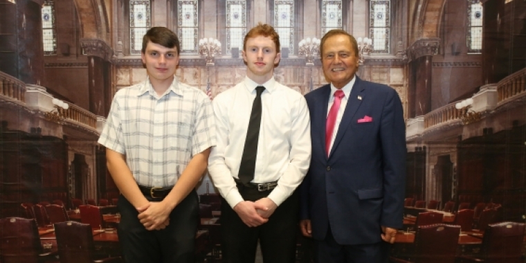 Senator Bonacic is pictured with (L-R); Salutatorian, Noah Steele; and Valedictorian, Desmond Lambe.