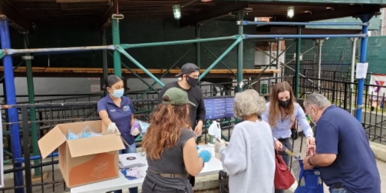 Senator Biaggi distributes COVID-19 protective material to constituents