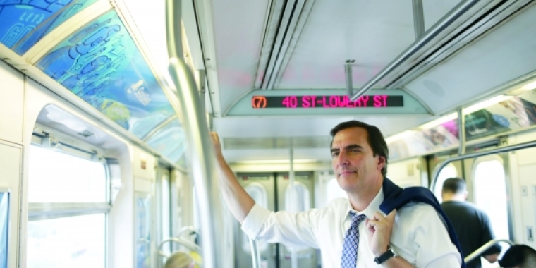 Senator Gianaris riding the subway
