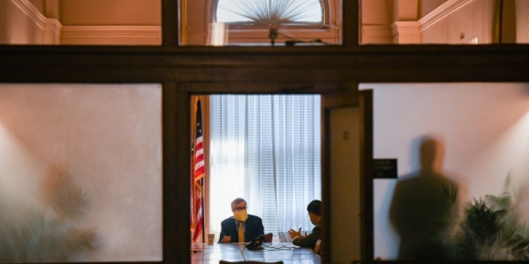 Housing Chair Brian Kavanagh and Ranking Member George Amedore discuss the bills on the Committee's agenda Housing Chair Kavanagh and Ranking Member Amedore Discuss Bills During Committee Meeting