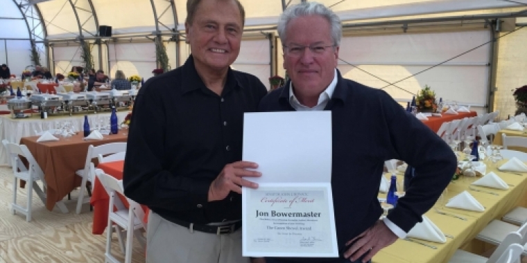Senator Bonacic presents Jon Bowermaster with a Senate certificate. Attorney General Schneiderman was unable to attend the event.