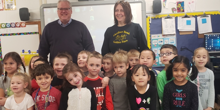 Senator O'Mara visited the classroom of Gardner Road Elementary School  teacher Michaelle Tillinghast and her students.