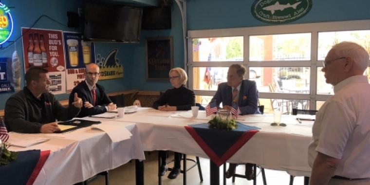Pictured L-R is, City of Port Jervis Mayor Kelly Decker, Mark Mannix of the MTA, Susan Metzger of the MTA, Senator Bonacic, and Bernard Kozykowski.