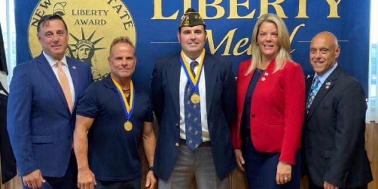 Senators Palumbo & Weik Present Liberty Medals to Guillermo Sandoval and Frank “J.R.” Recupero for their Heroic and Courageous Actions on April 10, 2021