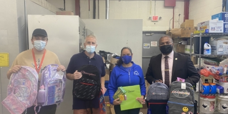Right to left: State Senator Kevin Thomas; Dana Lopez, Director of Marketing & Communications at The INN; Todd Weinstein, Founder of ‘Nice things that happen in East Meadow’; and a volunteer from the INN.