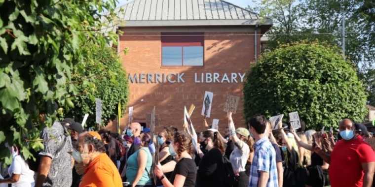 Residents of Merrick peacefully protest the killing of George Floyd