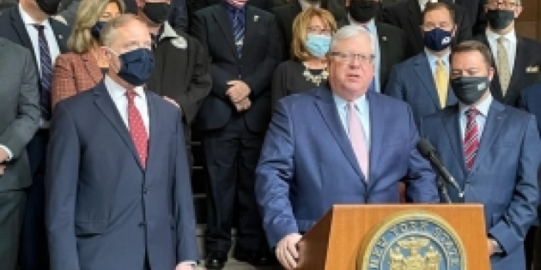 Senator O'Mara and Republican colleagues called for an end to "government by Cuomo executive order." Senator O'Mara and Republican colleagues called for an end to "government by Cuomo executive order."