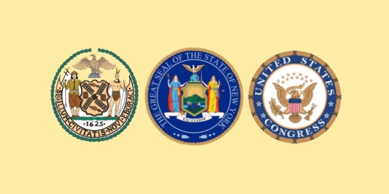 NYS NYC and US Congress seals