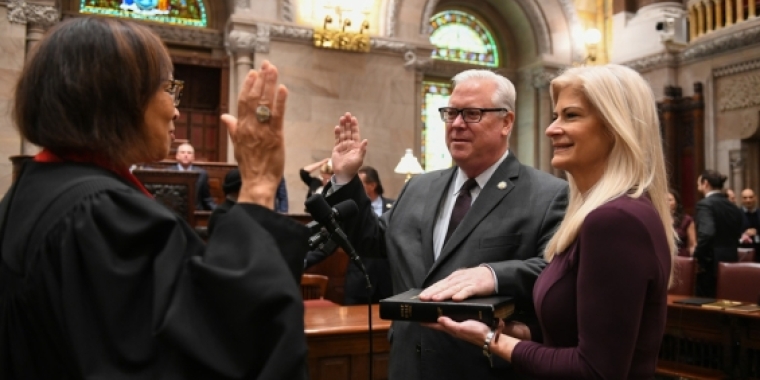 Senator O'Mara, joined by his wife Marilyn, was sworn in this week to begin a new term representing New York's 58th Senate District.
