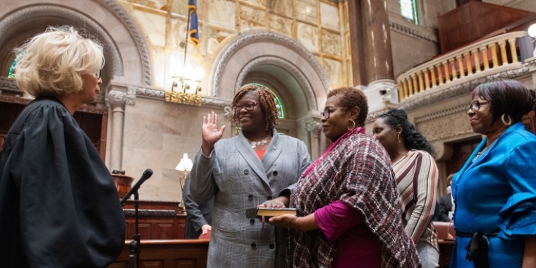 On Jan. 9, the first day of the 2019 Legislative Session in New York, Roxanne J. Persaud was officially sworn in again as New York State Senator of the 19th Senatorial District.