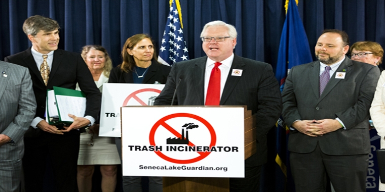 Senator O'Mara joined opponents of a proposed trash incinerator in the town of Romulus at a news conference this morning in Albany.