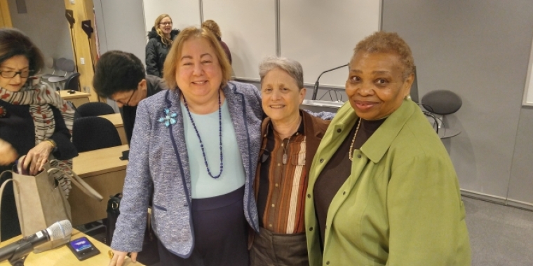 Sen. Krueger with participants in a roundtable on Including Older Women's Issues in the Feminist Agenda