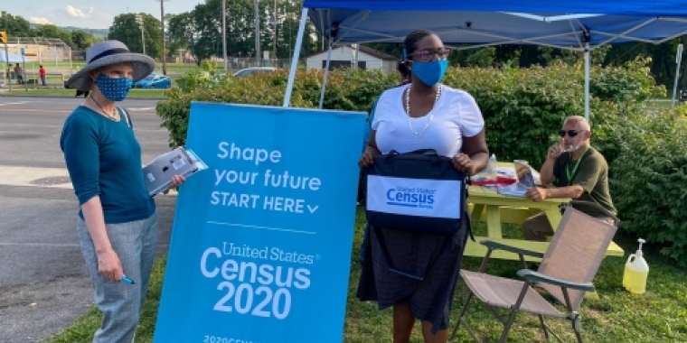 Senator May and community members at Census event