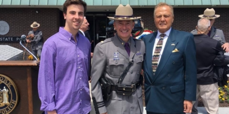 Pictured with Senator Bonacic is (L-R), his grandson Cameron Bonacic, and Troop F Major Joseph Tripodo.