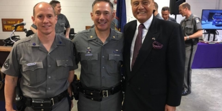 Senator Bonacic is pictured with (L-R), Sgt. James Whittel and Troop F Major Joseph Tripodo.