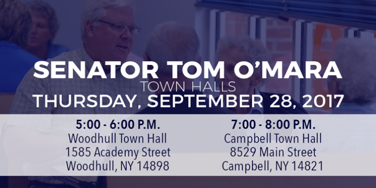 “We hope local residents will continue to take advantage of these community meetings to learn more about and contribute to the challenges facing our region and state, including the heroin and opioid crisis, job creation, high taxes and overregulation, mandate relief, health care, education, transportation, and so many others," said Senator O'Mara.