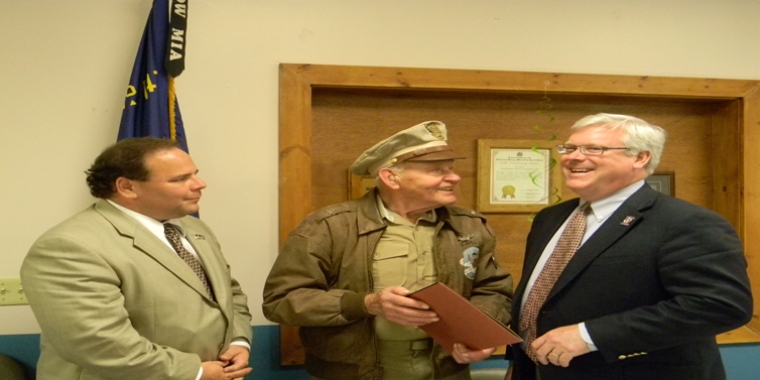 From left to right at an honorary observance in 2012: Assemblyman Phil Palmesano, Warren Thompson and Senator O'Mara.