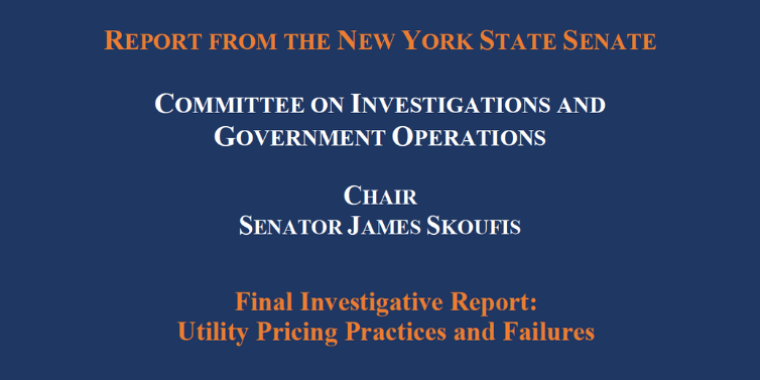 Report from the New York State Senate Committee on Investigations and Government Operations - Utility Pricing Practices and Failures