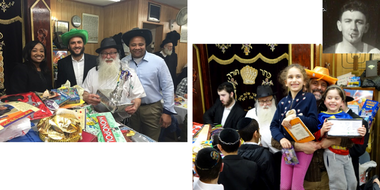 (Left) NYS Sen. Jesse Hamilton, NYC CM Darlene Mealy with Reuven Lipkind at Avos Ubanim Fathers and Sons learning program Grand Finale in Crown Heights; (Right) Raul Rothblatt with Charlotte and Eli; (Inset) Isaiah Rothblatt; (March 12, 2016)