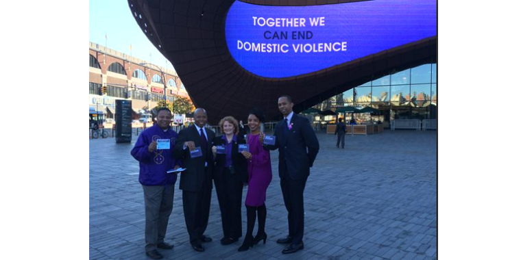 Standing together against domestic violence (L - R) NYS Senator Jesse Hamilton, Brooklyn Borough President Eric L. Adams, Assembly Member Jo Anne Simon, NYC Council Member Laurie Cumbo, and Assembly Member Walter T. Mosley