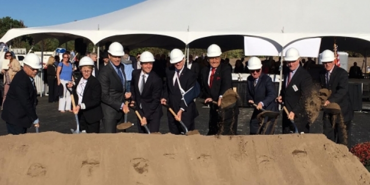 Senator Bonacic helps break ground on the new facility. Pictured (L-R), Sullivan County Legislatiure Chairman Luis Alvarez; Assemblywoman Aileen Gunther; Joseph Loughlin, Chairman of the Board of Directors at Catskill Regional Medical Center; Dr. Gerard Galarneau, CEO and CMO of Catskill Regional Medical Center; Darrell Supak, Chairman of the Greater Hudson Valley Health System Board of Directors; Senator Bonacic, Charles Degliomini, Vice President of Government Affairs and Corporate Communications for Empire Resorts; William Rieber, Town of Thompson Supervisor; and Dr. James Oxley.