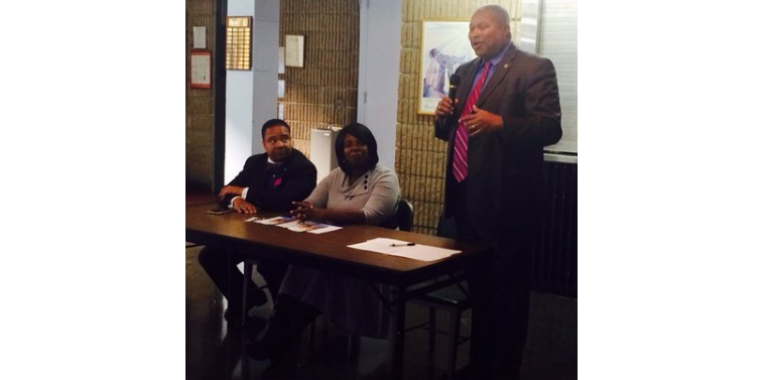 Community Information Session with (L-R) NYS Senator Jesse Hamilton, NYS Assembly Member Latrice Walker, NYS Office of Temporary Disability Assistance Commissioner Samuel D. Roberts