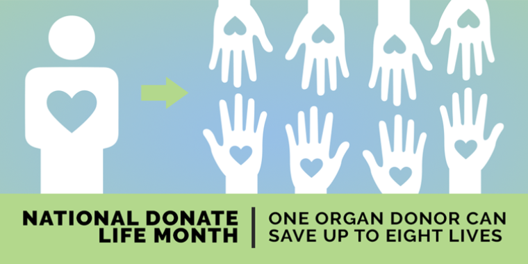 One organ donor can save up to eight lives.