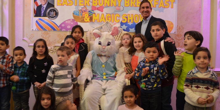 Photo Caption: Senator Jeff Klein provided the children with a memorable experience at his 21st Annual Bunny Breakfast.
