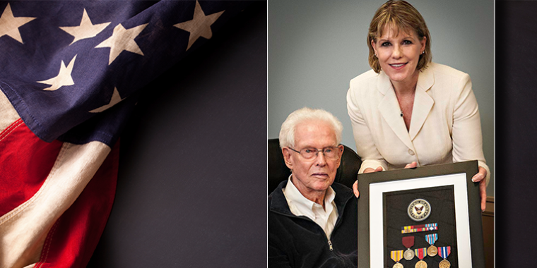 Senator Young presents Radarman 2nd Class Harold Stebbins Hyde, U.S. Navy veteran of World War II, with medals recognizing his service to our nation.
