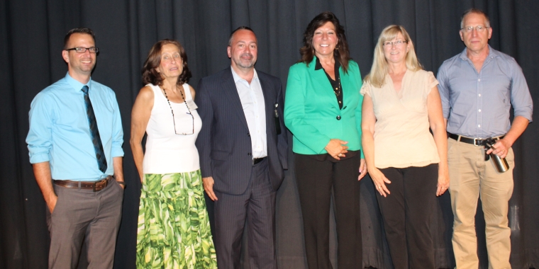 Senator Sue Serino is pictured with panelists: Matt Frye, Cornell University; Jill Auerbach, Hudson Valley Lyme Disease Association; Andrew Evans, D.C. Department of Behavioral & Community Health; Holly Ahern, SUNY Adirondack; and Dr. Richard Ostfeld, Cary Institute of Ecosystem Studies.