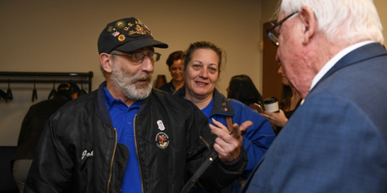 Senator Brooks discusses issues with Long Island veterans.