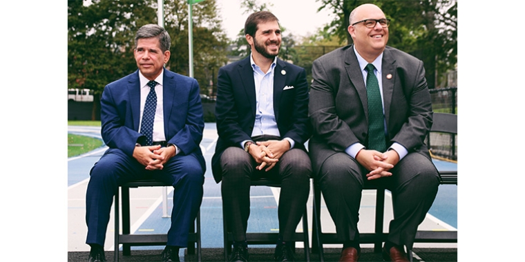 (From Left) Former City Councilmember Vincent Gentile, Senator Andrew Gounardes and Councilmember Justin Brannan