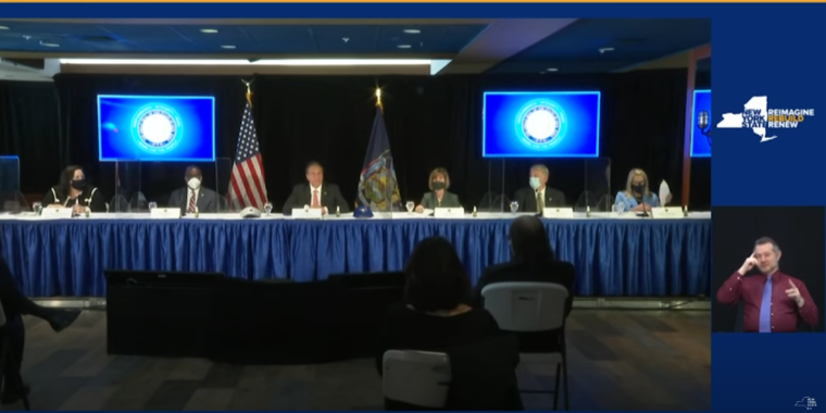 NY Governor Andrew Cuomo press conference, May 12, 2021 with a sign language interpreter