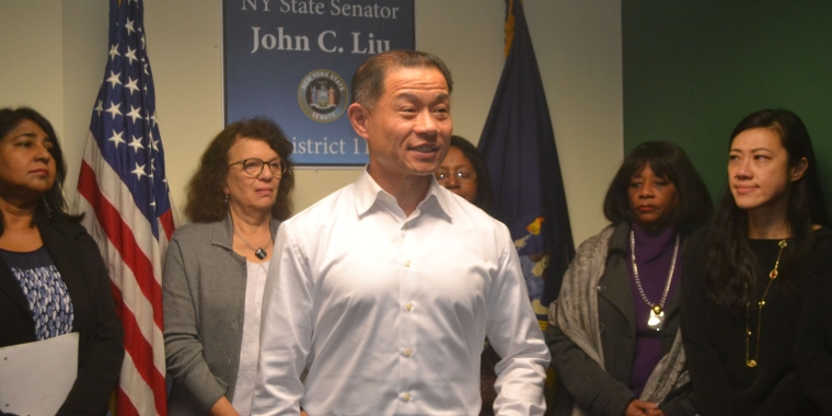 Photo by Jenna Bagcal/QNS Senator John Liu speaks at celebration for passage of the RHA