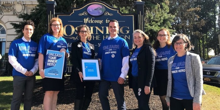 Left to Right: Caleb Hersh, Legislative Aide to Westchester County Legislator Catherine Borgia; Ali McSherry, Public Relations Specialist, LiveOnNY; Dana Levenberg, Ossining Town Supervisor; David Carlucci, NYS Senator; Victoria Gearity, Ossining Village Mayor; Madeline Johl, Communications Director for Assemblywoman Sandy Galef; Karen LaRocca-Fels, Ossining Public Library Director