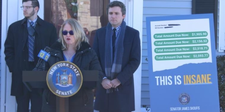 Central Hudson customer and New Windsor resident Vivian Milczarski speaks outside her home on March 4, 2022