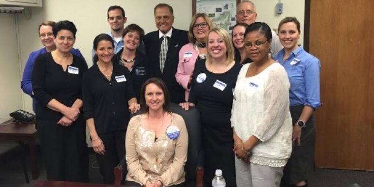 Senator Bonacic is pictured with representatives from the New York Organization of Nurse Executives and Leaders in his Albany office.