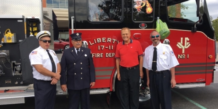Pictured with Senator Bonacic are members of the Liberty Fire Department. L-R are, John Nichols, Luis Alvarez, and Leigh Benton.