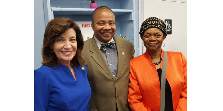 Grand opening of SUNY ATTAIN Lab with (left to right) Lt. Governor Kathy Hochul, Senator Jesse Hamilton, Senator Velmanette Montgomery