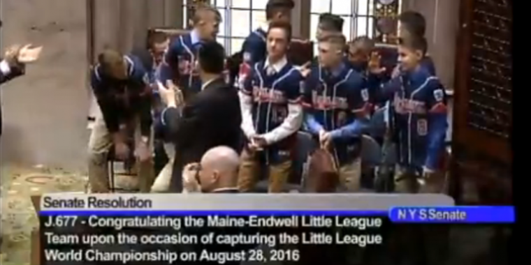 The New York State Senate applauds the Little League world champions from Maine-Endwell!