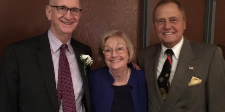 Senator Bonacic is pictured with two of the inductees. Left is Dr. Jonathan Garlick and right is Constance Keller.