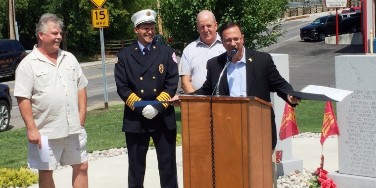 Senator Griffo presents a Senate resolution honoring the Norfolk Volunteer Fire Department on its 100th anniversary.