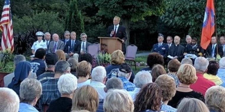 Senator Bonacic delivers remarks at the Patriot Day Remembrance Ceremony in Orange County.