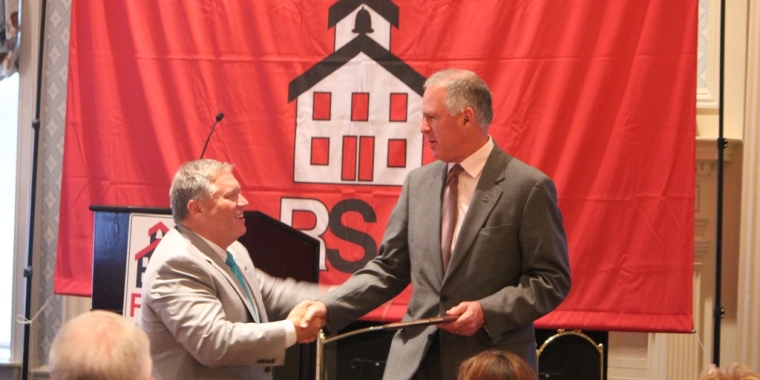 Little presents the Appreciation Award to Ranzenhofer during the 2016 RSA Conference in Cooperstown, New York.