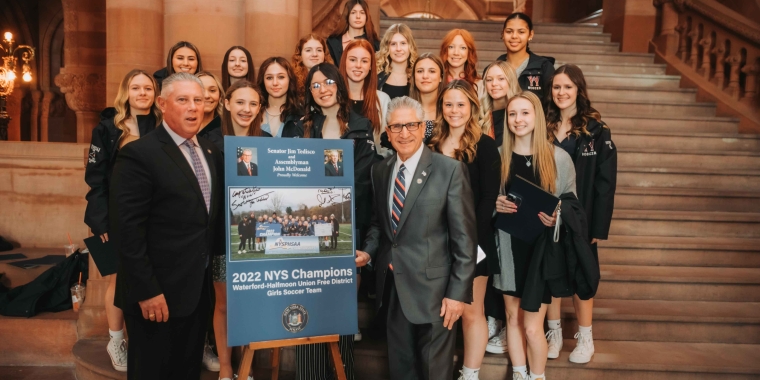 Tedisco and Assemblyman John McDonald honoring the New York State Champion Class C Waterford-Halfmoon Girls Soccer Team