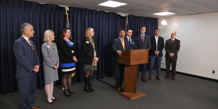 From Left to Right (Carm Basile, CEO of CDTA; Sister Joan Mary Hartigan, Ellen Mesley, and Jerri Cortez from St. Mary’s Hospital; Senator George Amedore; Assemblyman Angelo Santabarbara; Montgomery County Executive Matt Ossenfort; Vincenzo Nicosia from Montgomery County Economic Development; and Dustin Swanger, President of Fulton-Montgomery Community College)