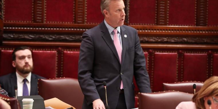 Senator Jacobs debating on the floor of the New York State Senate