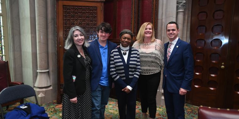 Senator Montgomery is joined on the Senate floor by Claudia Corrigan D’Arcy, Brenden O'Connell, Annette O’Connell & Senator David Carlucci