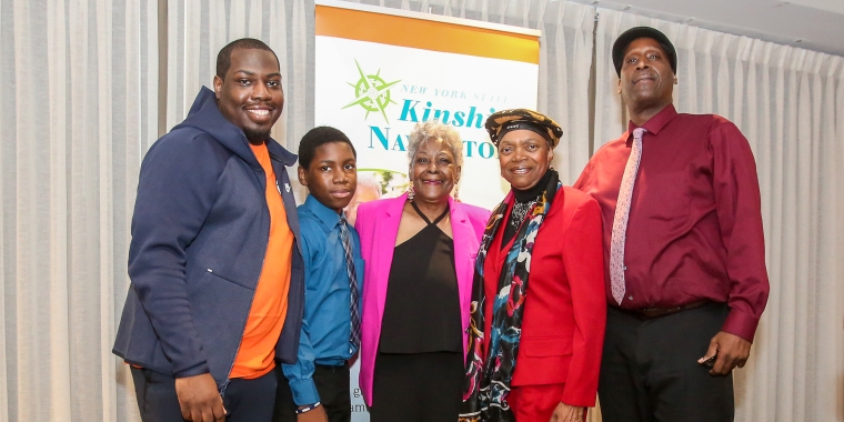 Senator Montgomery with Gloria E. Woods and four generations of the Woods Family.