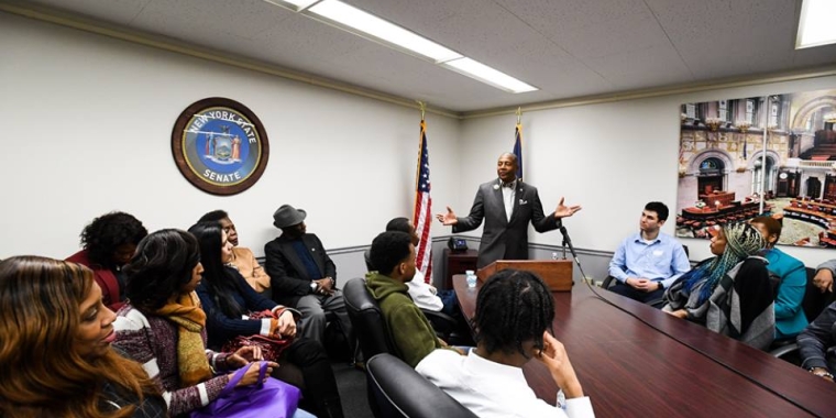 During his State of the District Address, Senator Sanders spoke about jobs, the environment, the economy, the $13 billion investment at JFK, Minority and Women-Owned Business Enterprises and much more.